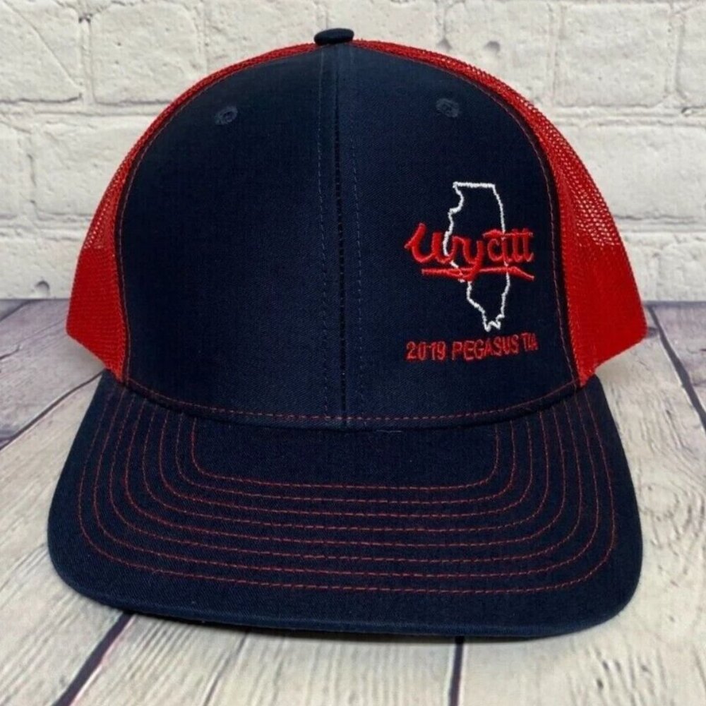 Richardson Hat Cap Snapback Black Red Trucker Mesh Pegasus TIA Adjustable
